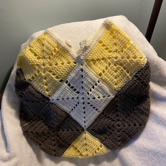 Handmade, crocheted tote bag. Large size; multicoloured. Washable acrylic yarn - Picture 3 of 4